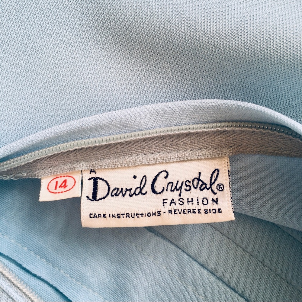 Vintage David Crystal Fashion Pleated Dress vtg 14 Light Blue 60’s 70’s mini - Picture 4 of 5